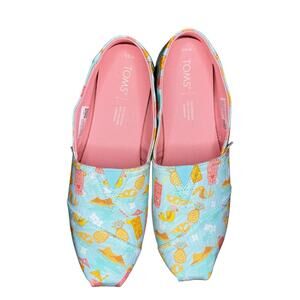 TOMS Womens Alpargata Tropical Graphic Slip On Flats Casual Shoes Size 8.5